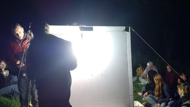 trapping insects at light, Meertensgroeve, Limburg.